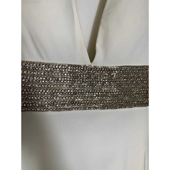 Jovani White Rhinestone Waist Backless Formal Dress Sz 2 - Picture 2 of 7